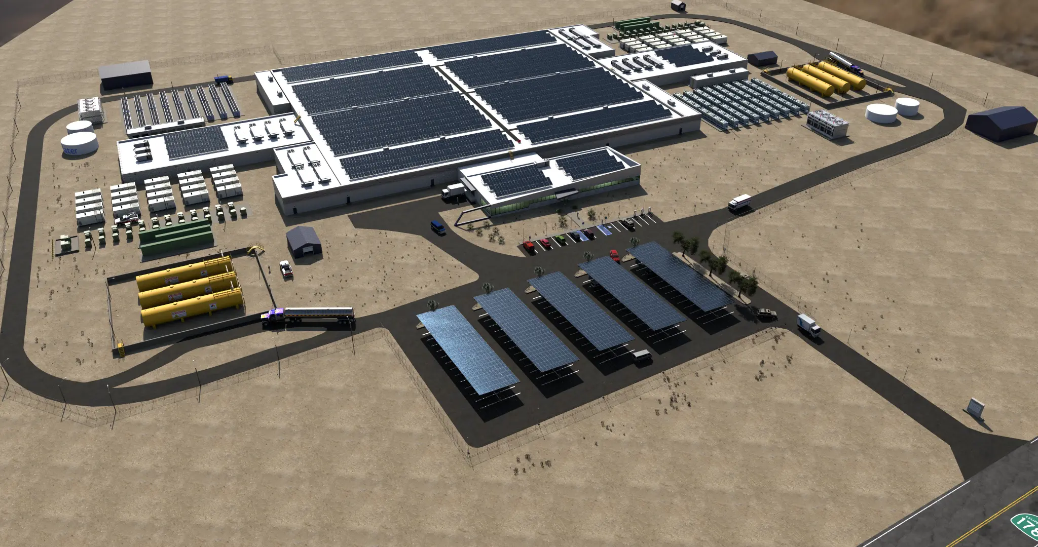 Aerial render of the RB Inyokern Data Center campus